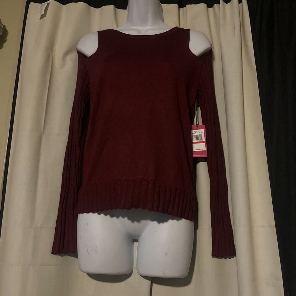 Vince Camuto Fall Harmony 679 Earth Red Women's Top Sweater Sz XS Crewneck